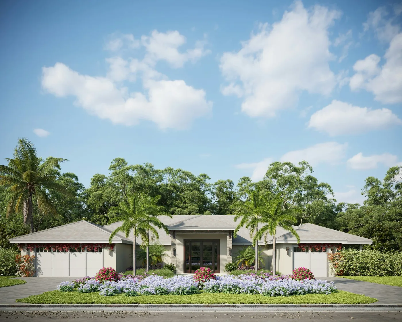 Single-story Florida home with tile roof